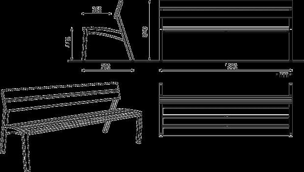 Sitzbank VERA m. R., 1800 mm