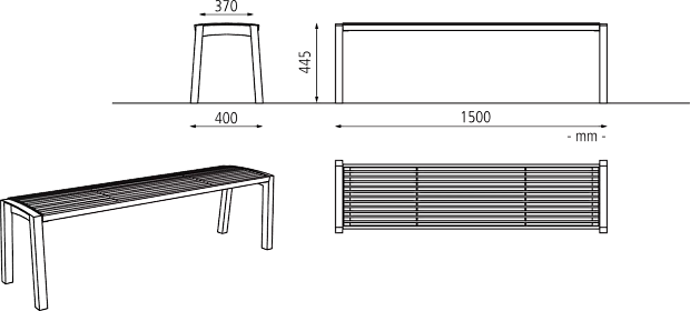 Sitzbank VERA o. R., 1500 mm