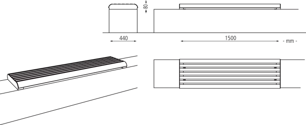 Sitzbankauflage FORMA einzeln, GL 1510 mm