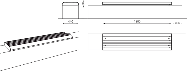 Sitzbankauflage FORMA einzeln, GL 1810 mm