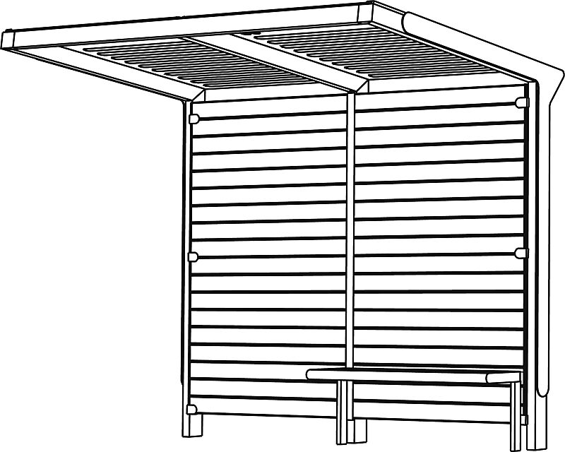 Wartehalle AUREO, Dachbreite x Dachtiefe 2860 mm x 1855 mm, einseitig, ohne Seitenwände