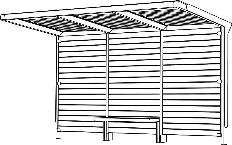 Wartehalle AUREO, Dachbreite x Dachtiefe 4220 mm x 1855 mm, einseitig, ohne Seitenwände