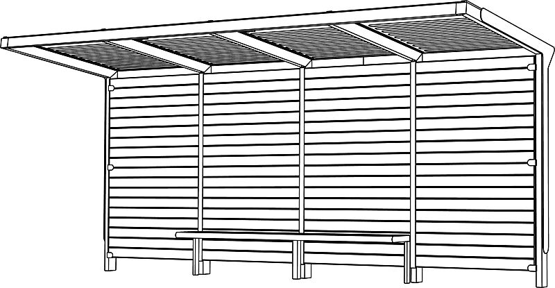 Wartehalle AUREO, Dachbreite x Dachtiefe 5580 mm x 1855 mm, einseitig, ohne Seitenwände