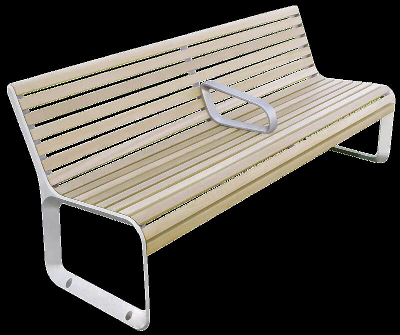 Sitzbank PORTIQOA mit Rückenlehne und einer Mittelarmlehne, mit Robinienholzbelattung