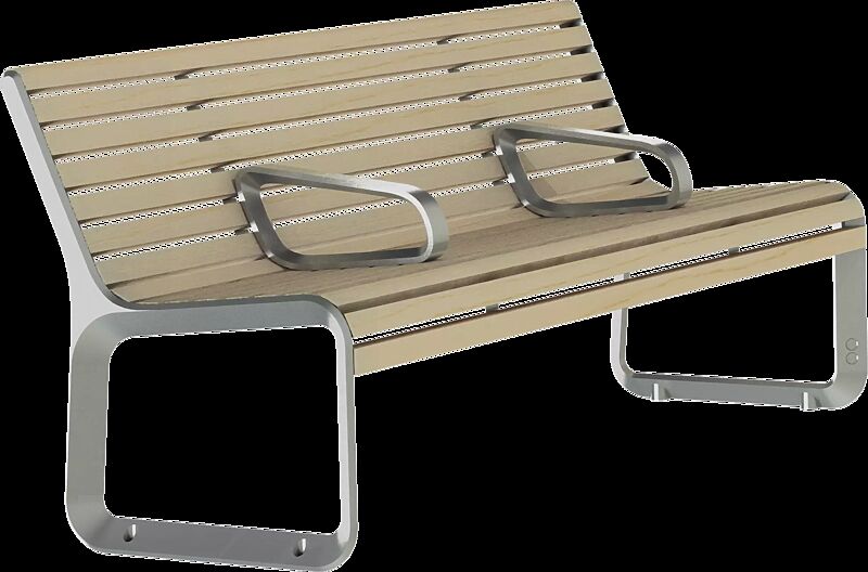 Sitzbank PORTIQOA mit Rückenlehne und zwei Mittelarmlehnen, mit Jatobaholzbelattung