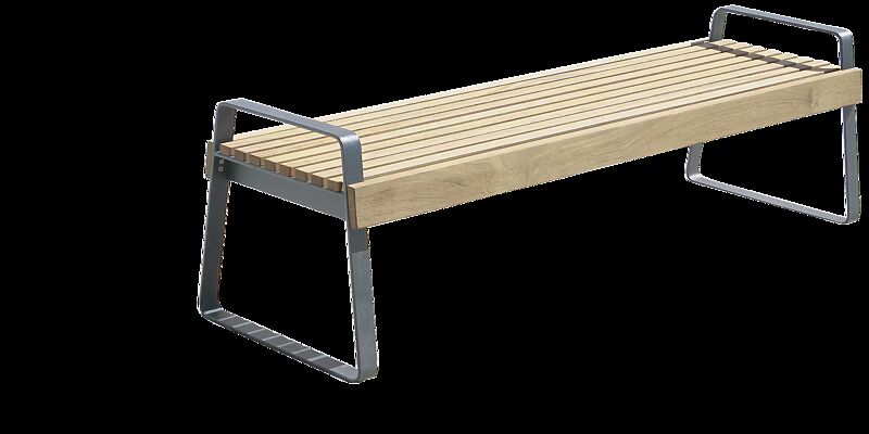 Sitzbank PREVA URBANA ohne Rückenlehne und mit Armlehnen, mit Robinienholzbelattung, Stahlteile in DB 703 eisenglimmer