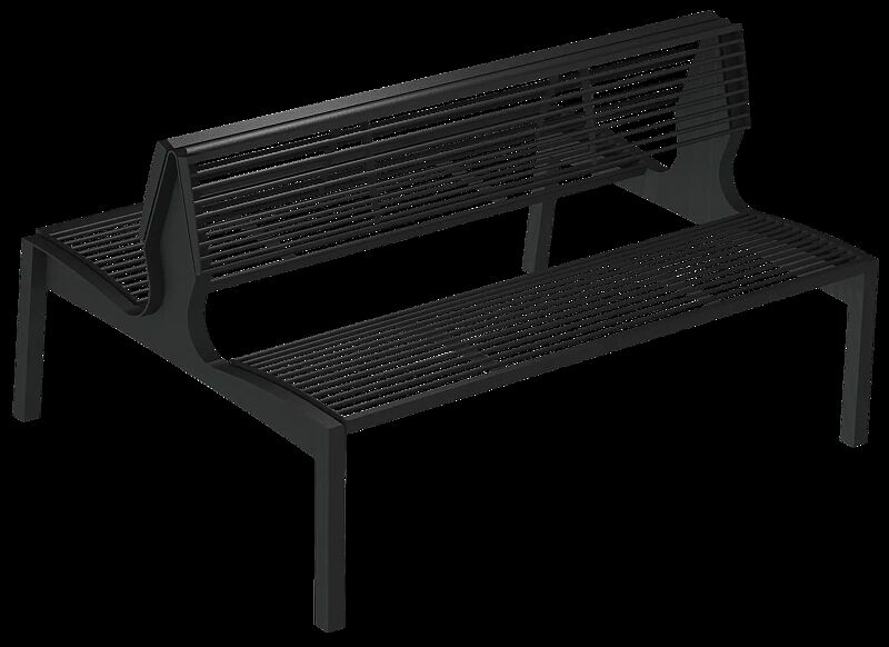 Sitzbank VERA mit Rückenlehne, doppelseitig, in RAL 7016 anthrazitgrau