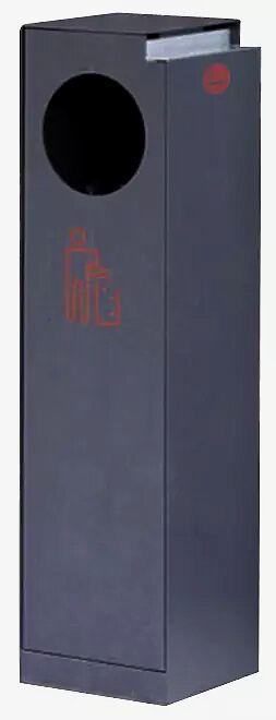 Abfallbehälter CRYSTAL mit Ascher, 32 Liter, ohne Einwurfklappe, Ein RAL 7016 anthrazitgrau, Siebdruck in RAL 3020 verkehrsrot