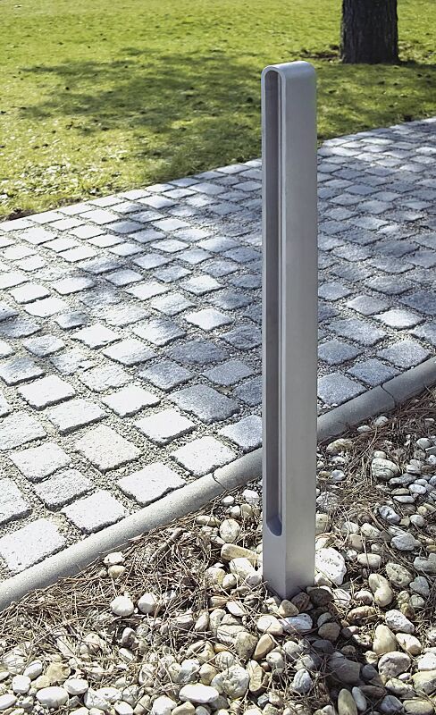 Poller MIELON zum Aufdübeln bei -100 mm, in RAL 9007 graualuminium