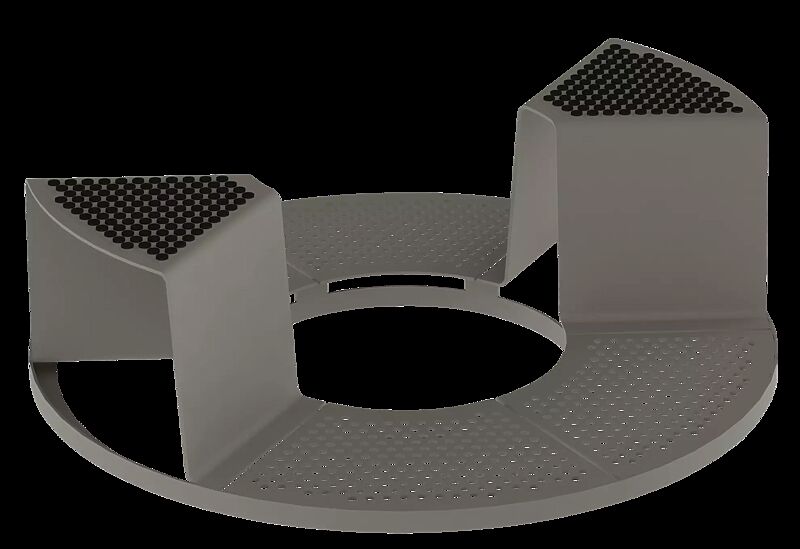 Baumschutzrost SINUS mit 2 Sitzen, Sitze mit Kunststoffnoppen, in RAL 9007 graualuminium