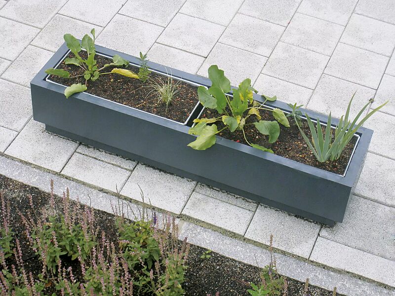 Pflanzbehälter FLORIUM, rechteckig, Breite 1500 mm, in DB 703 eisenglimmer