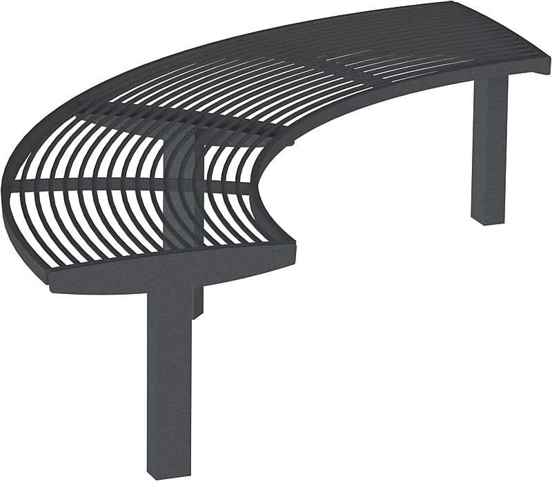 Sitzbank VERA SOLO bestehend aus Einzelelementen, gebogen 90°, modular erweiterbar, RAL 7016 anthrazitgrau