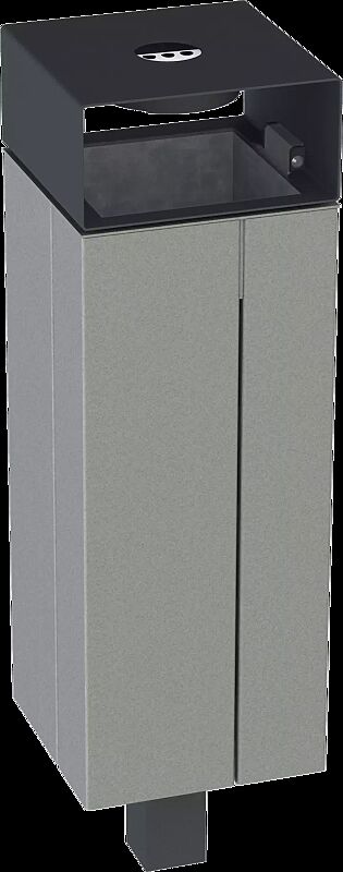 Abfallbehälter NANUK, quadratisch, mit Schutzdach und Ascher, Korpus: Stahlblech, in RAL 7016 anthrazitgrau und RAL 9007 graualuminium (zweifarbig auf Anfrage)