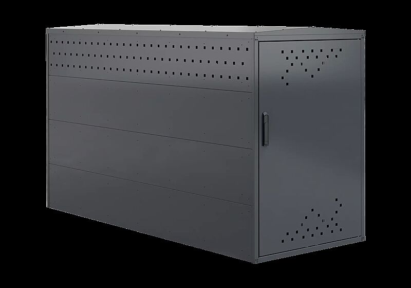 Fahrradgarage LEXINGTON NEW, Grundeinheit mit Giebeldach, mit Profilhalbzylinderschloss, Türanschlag DIN rechts, Stahlkonstruktion in RAL 7016 anthrazitgrau