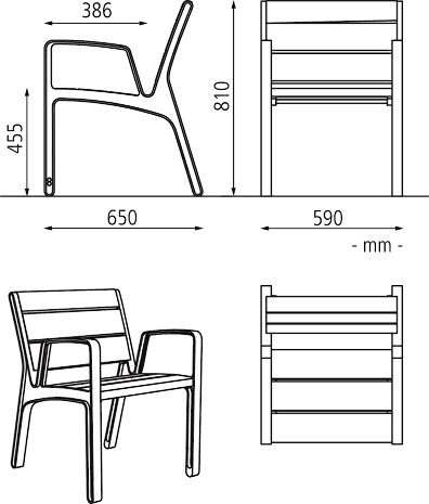 Sitzbank MIELA m. R. + A., 1-Sitzer