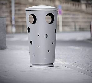 Abfallbehälter SWISSBIN zum freien Aufstellen, in RAL 9006 weißaluminium