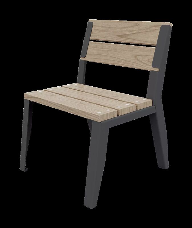 Sitz EGER CLASSIC mit Rücklehne, mit Kiefernholzbelattung, Stahlteile in RAL 7016 anthrazitgrau