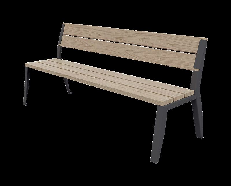 Sitzbank EGER CLASSIC mit Rückenlehne, mit Kiefernholzbelattung, Stahlteile in RAL 7016 anthrazitgrau