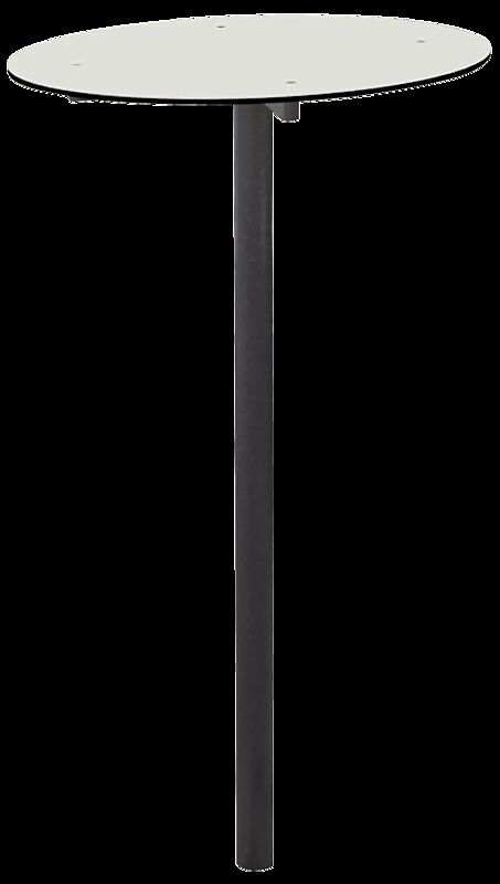 Stehtisch BISTROT mit HPL-Auflage in White 0085, Stahlteile in RAL 9007 graualuminium