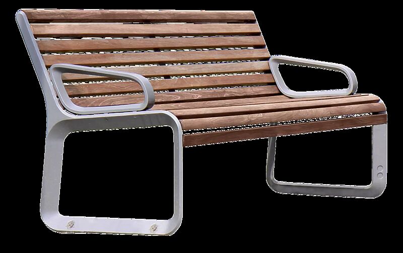 Sitzbank PORTIQOA mit Rückenlehne und Armlehnen, mit Jatobaholzbelattung