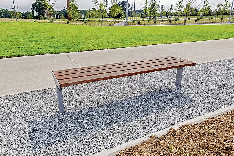 Sitzbank VERA SOLO bestehend aus Einzelelementen, gerade, modular erweiterbar, Sitzfläche mit Jatobaholzbelattung, Stahlteile in RAL 9007 graualuminium