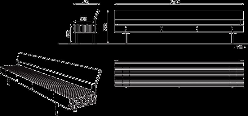 Sitzbank WOODY mit Rückenlehne
