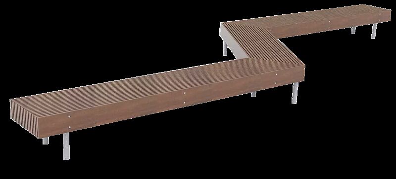 Doppeleckbank WOODY, 120°, mit Jatobaholzbelattung