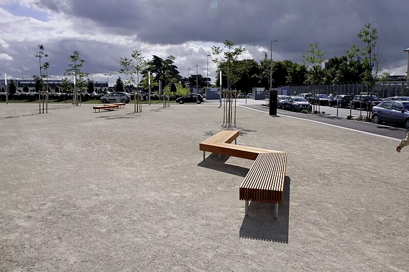 Doppel-Eckbank WOODY - 120°, mit Jatobaholzbelattung