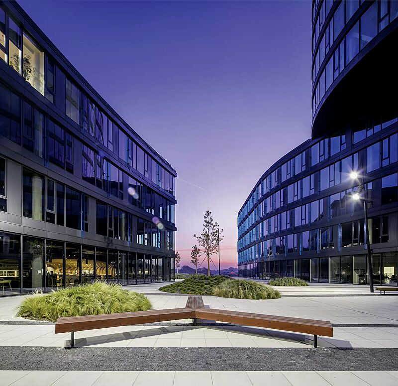 Dreifach-Eckbank WOODY, 120°, mit Jatobaholzbelattung