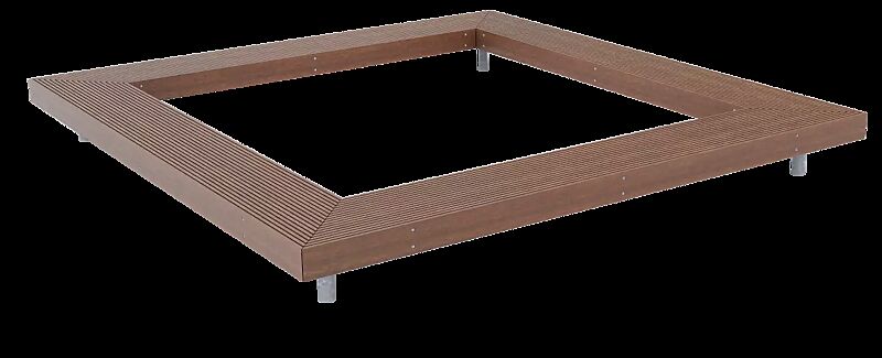 Viereckbank WOODY ohne Rückenlehne, mit Jatobaholzbelattung