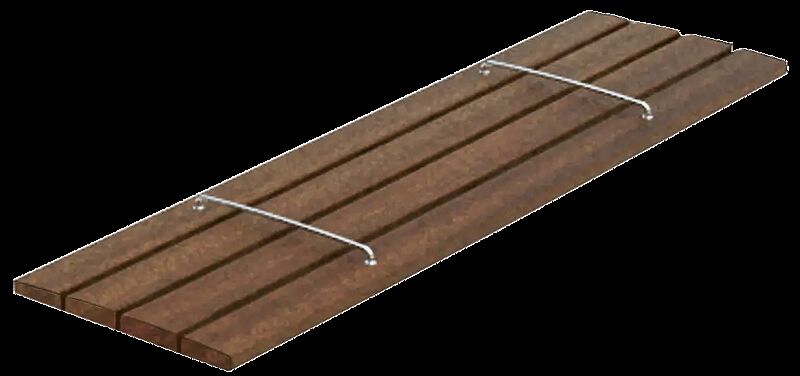 Einzelelement VERA SOLO gerade, mit Jatobaholzbelattung, Sitzauflage mit Edelstahlstreben unterteilt