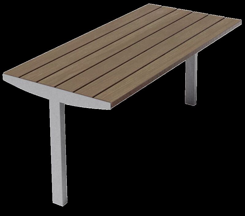 Tisch VERA SOLO mit Jatobaholzbelattung, Stahlteile in RAL 9007 graualuminium