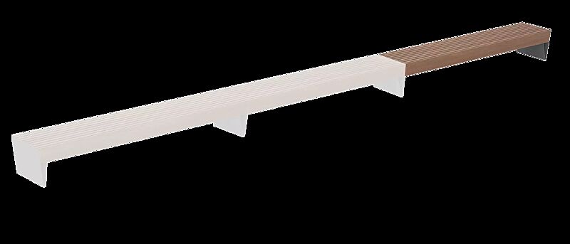 Sitzbank BLOCQ Endelement, mit Jatobaholzbelattung, Stahlteile in RAL 9007 graualuminium