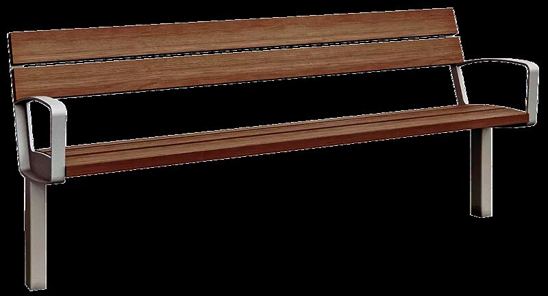 Sitzbank INTERVERA mit Jatobaholzbelattung, Stahlteile in DB 703 eisenglimmer