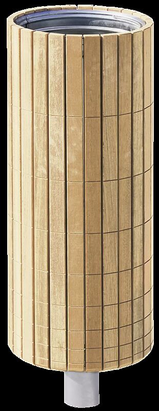 Abfallbehälter NANUK, rund, Korpus: Robinienholzbelattung, Stahlteile in RAL 9006 weißaluminium