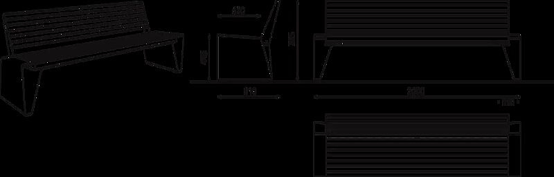 Sitzbank RADIUM mit Rückenlehne