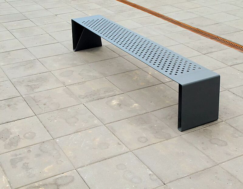 Sitzbank RADIUM ohne Rückenlehne, ohne Kunststoffnoppen, in RAL 7016 anthrazitgrau