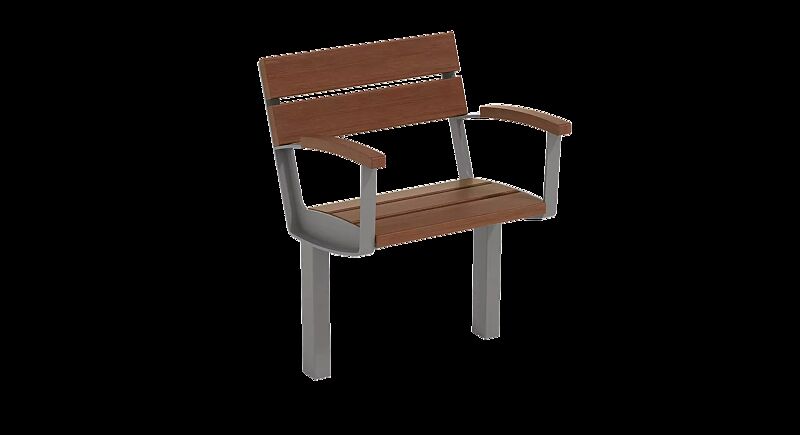 Senioren-Sitz INTERVERA mit Jatobaholzbelattung, Stahlteile in RAL 9007 graualuminium