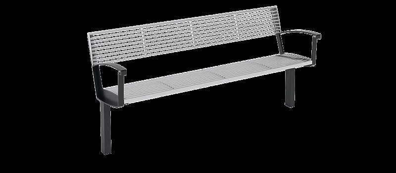 Seniorenbank INTERVERA, Auflage Edelstahl, Unterkonstruktion in RAL 7016 anthrazitgrau