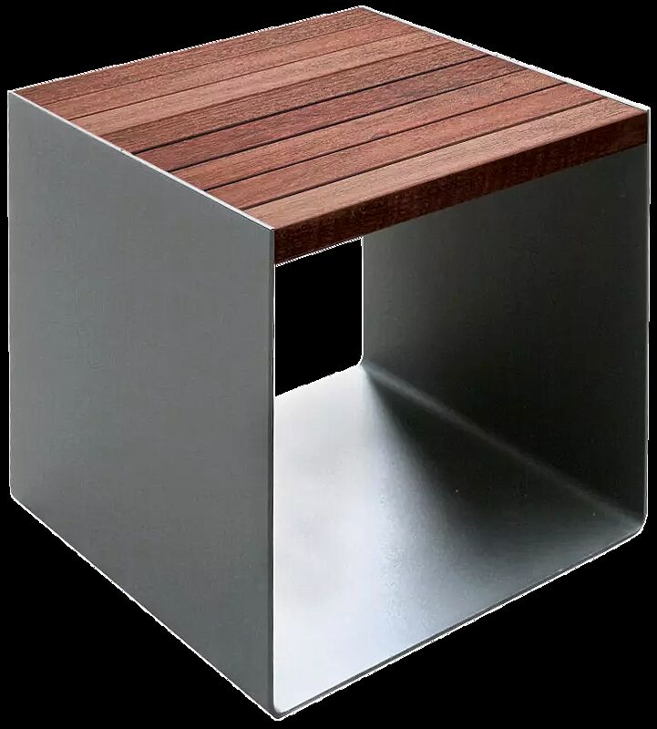 Sitz RADIUM mit Jatobaholzbelattung, Stahlteile in RAL 9007 graualuminium