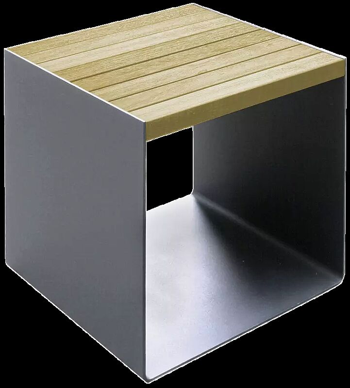 Sitz RADIUM mit Robinieholzbelattung, Stahlteile in RAL 9007 graualuminium