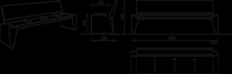 Sitzbank RADIUM mit Rückenlehne