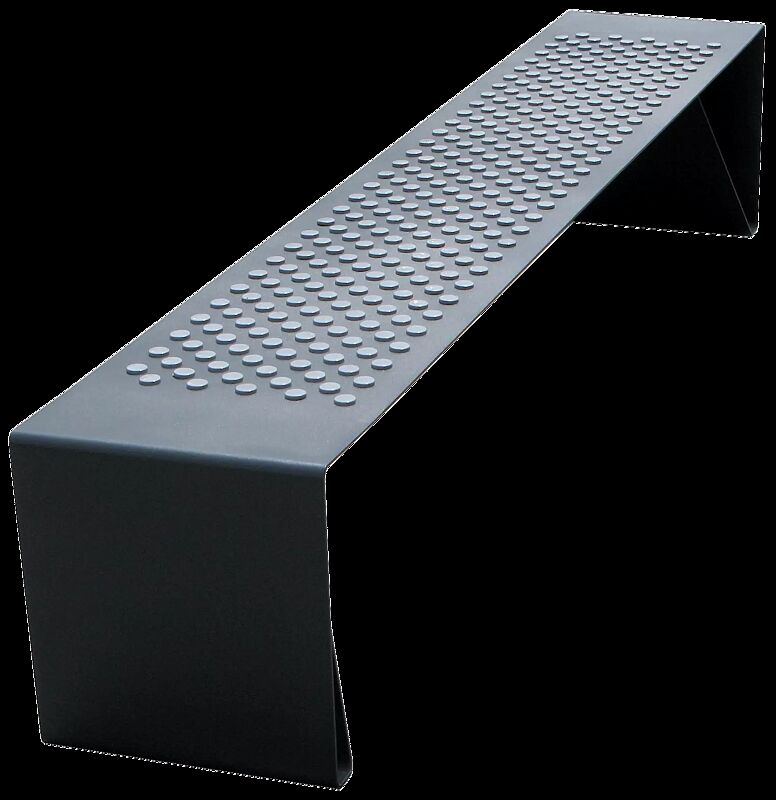 Sitzbank RADIUM ohne Rückenlehne, mit Kunststoffnoppen, in RAL 9007 graualuminium