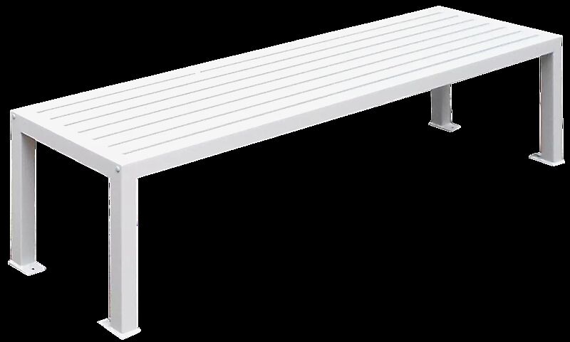 Sitzbank LIGURIA ohne Rückenlehne, zum Aufdübeln, mit Stahlauflage, in RAL 9006 weißaluminium