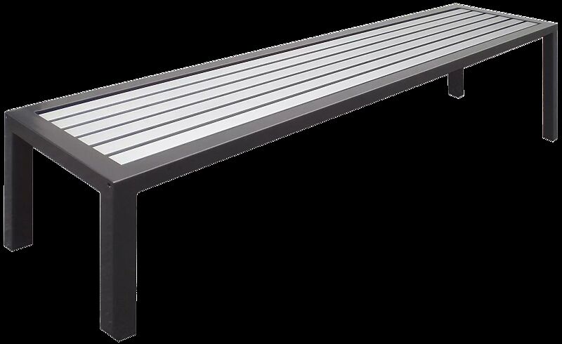 Sitzbank LIGURIA ohne Rückenlehne, zum freien Aufstellen, mit Edelstahlauflage, Stahlgestell in RAL 7016 anthrazitgrau