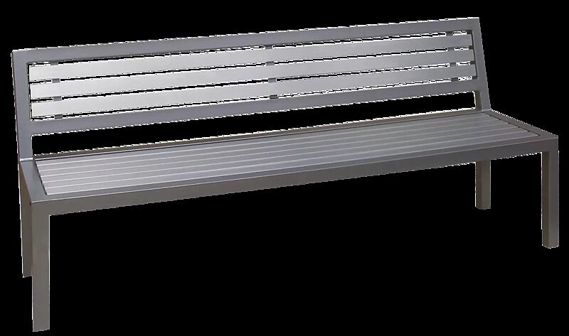 Sitzbank LIGURIA mit Rückenlehne, zum freien Aufstellen, mit Edelstahlauflage, Stahlgestell in DB 703 eisenglimmer