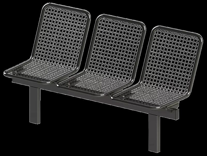 Drahtgittersitz TARVIS, 3-Sitzer, in RAL 7012 basaltgrau