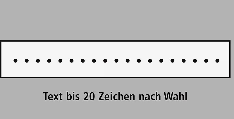 Schild - Text bis 20 Zeichen nach Wahl Aus Aluminium 0,6 mm.