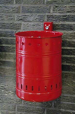Abfallbehälter NOSTALGIA mit Lochoptik, 35 Liter, in RAL 3002 karminrot