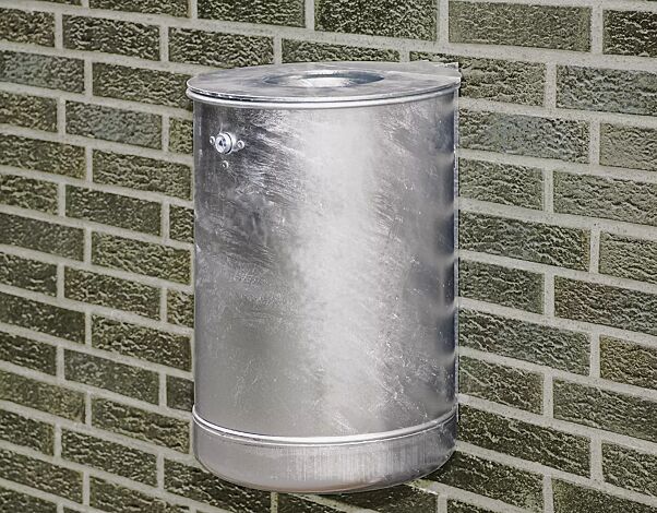 Abfallbehälter KÖLN ohne Ascher, 50 Liter, Vollblech, zur Wandbefestigung, feuerverzinkt